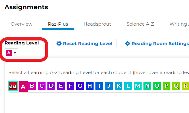 HDSD TK Teacher KidsA-Z: Xác định và thay đổi level đọc sách cho một học sinh cụ thể